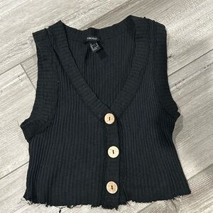 Forever 21 Black Button Sleeveless